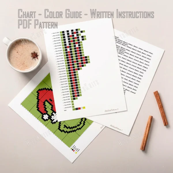 Grinch Knit Finger Blanket Knitting Pattern