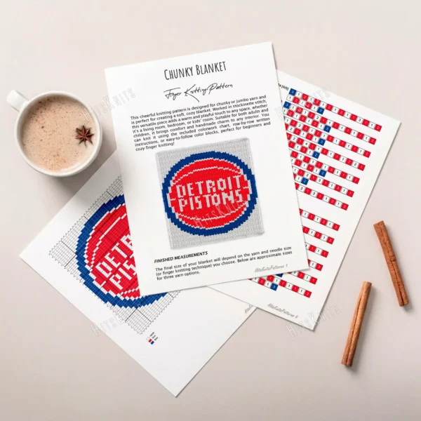 Detroit Pistons Finger Blanket Knit Pattern