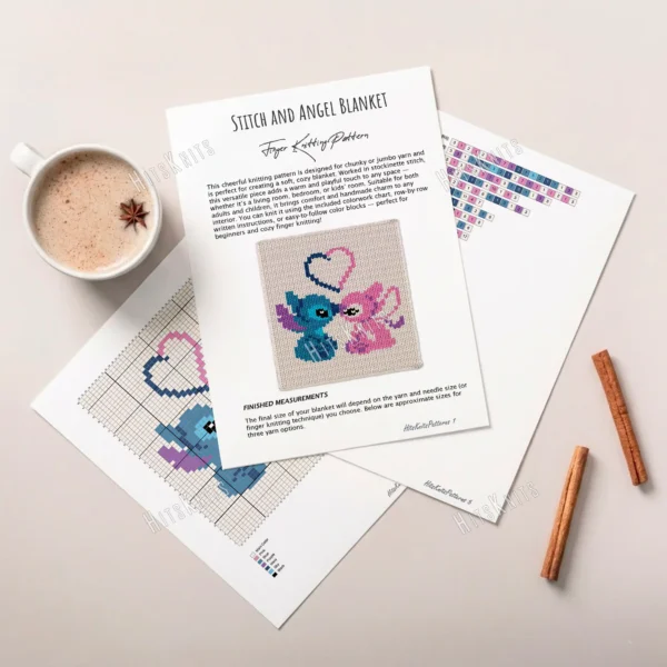 Stitch and Angel Finger Blanket Knit Pattern