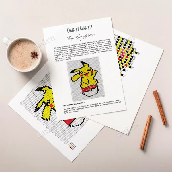 Pikachu Blanket Finger Knitting Pattern