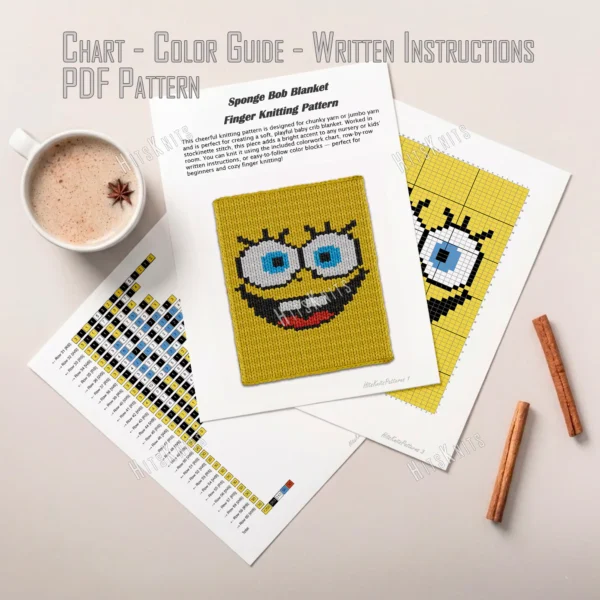 SpongeBob Blanket Finger Knitting Pattern