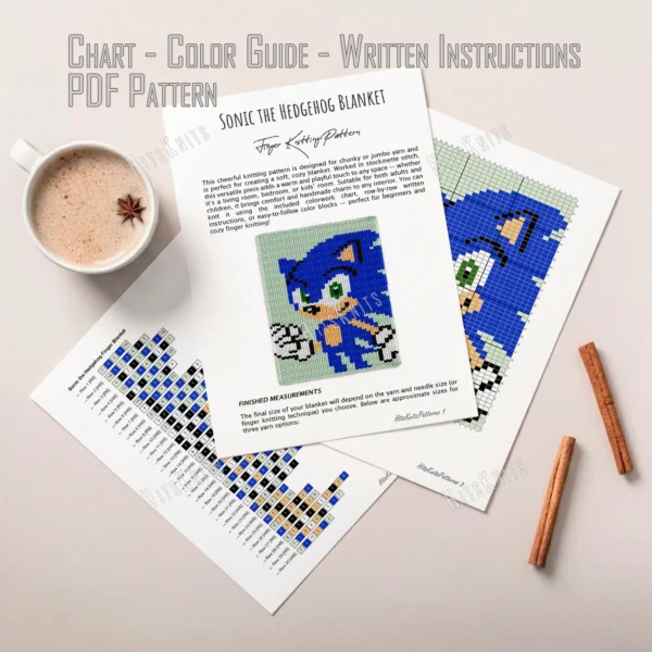 Sonic the Hedgehog Chunky Blanket Knitting Pattern
