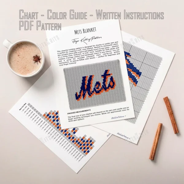 Mets Chunky Blanket Finger Knit Pattern