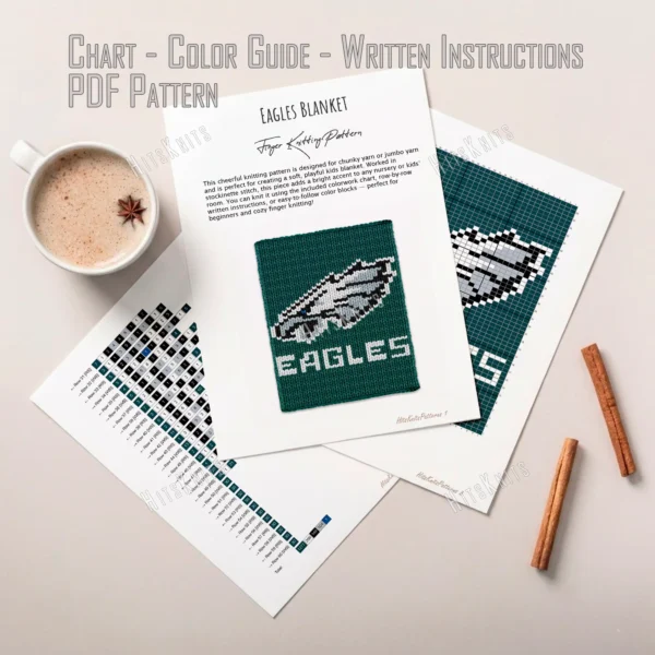 Eagles Knit Blanket Finger Knitting Pattern