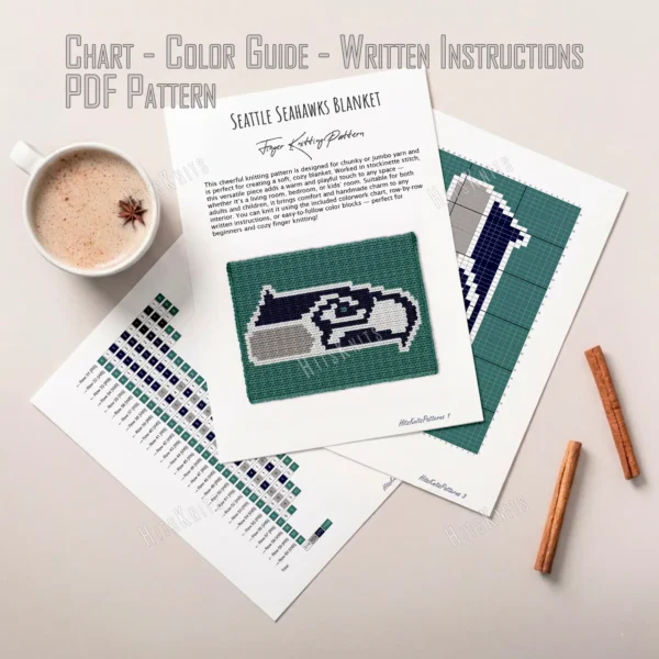 Seahawks Chunky Blanket Finger Knit Pattern
