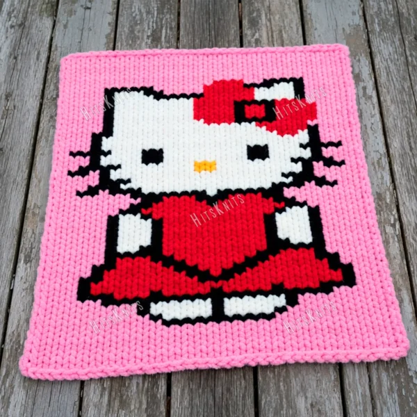 Hello Kitty Blanket Finger Knit Pattern