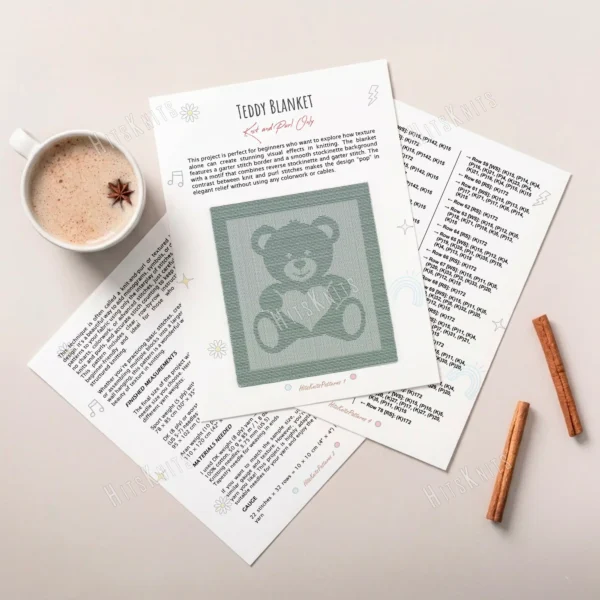 Teddy Bear with Heart Blanket Knitting Pattern
