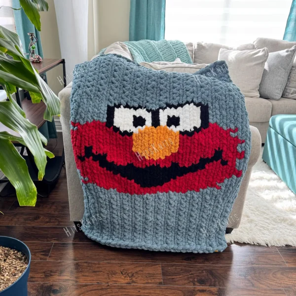 Elmo Blanket Finger Knitting Pattern