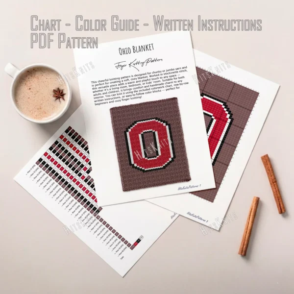 Ohio State Buckeyes Blanket Finger Knitting Pattern