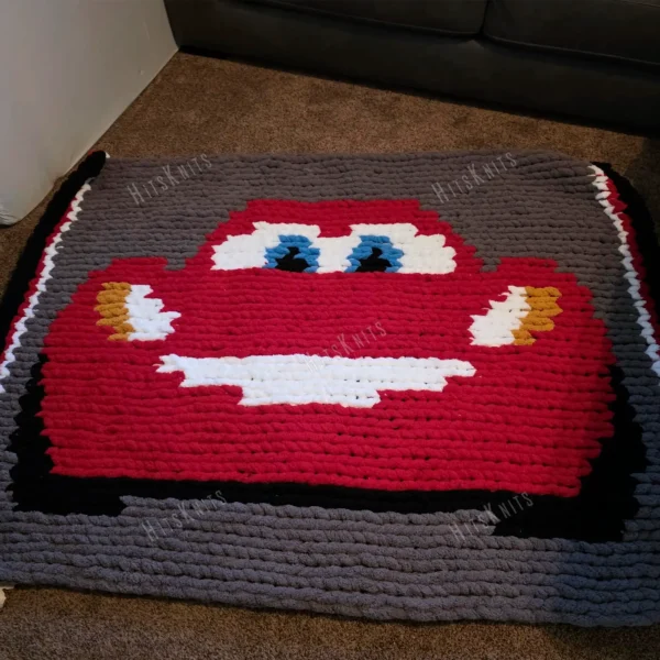Lightning McQueen Blanket Finger Knit Pattern