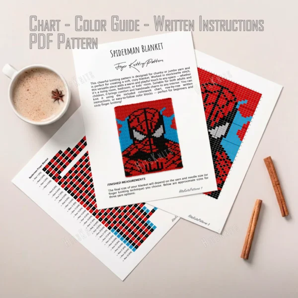 Spiderman Finger Blanket Knitting Pattern