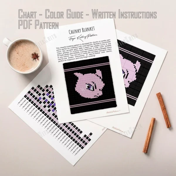 Mewtwo Knit Chunky Blanket Finger Pattern