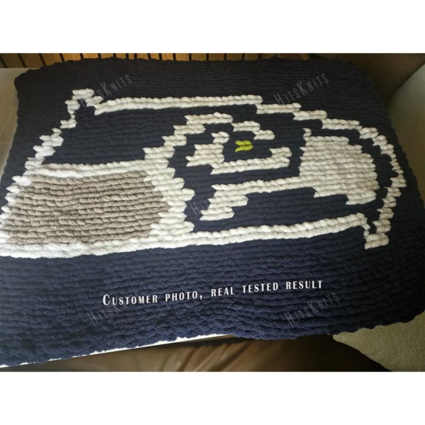 Seahawks Chunky Blanket Finger Knit Pattern