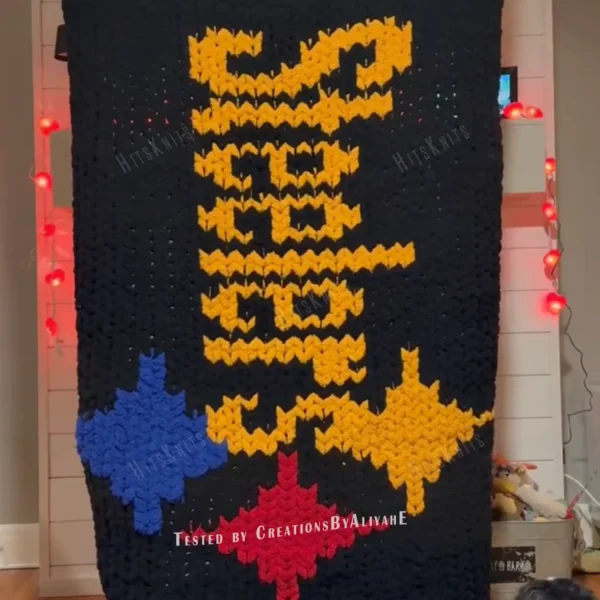 Steelers Blanket Finger Knitting Pattern