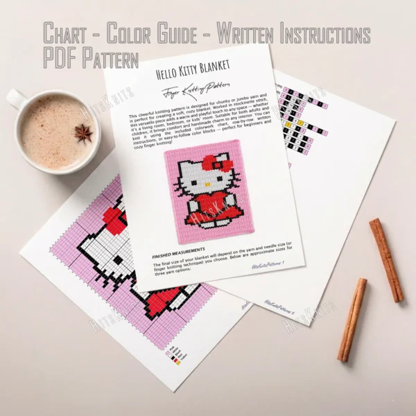 Hello Kitty Blanket Finger Knit Pattern
