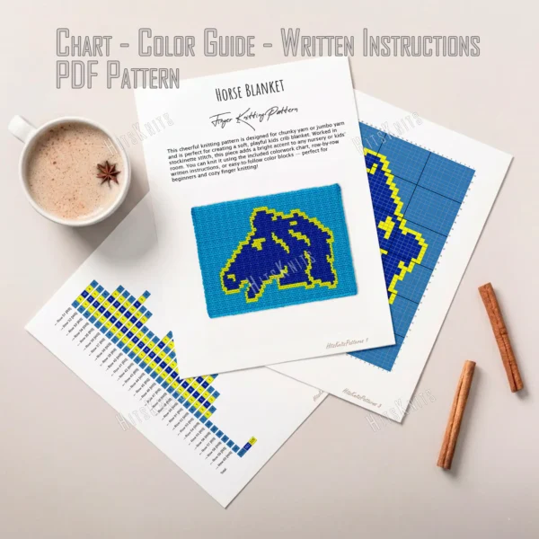 Blue Horse Blanket Finger Knit Pattern