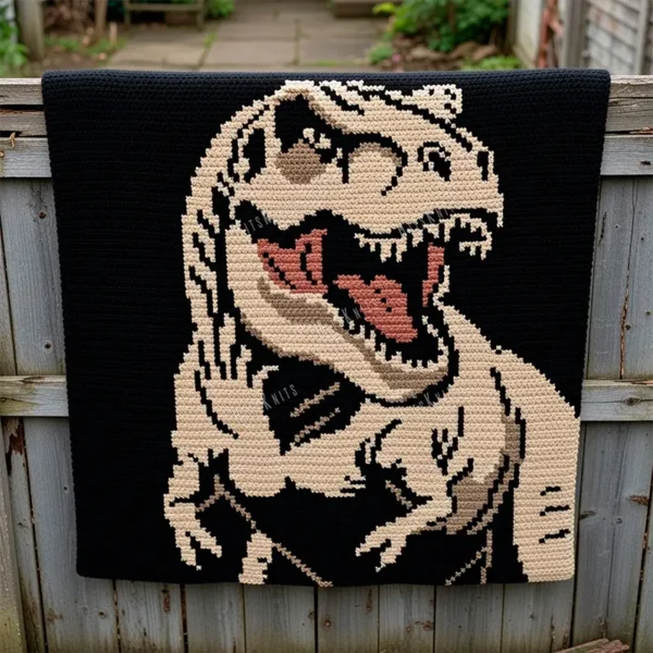 T-Rex Dinosaur Blanket Crochet Pattern