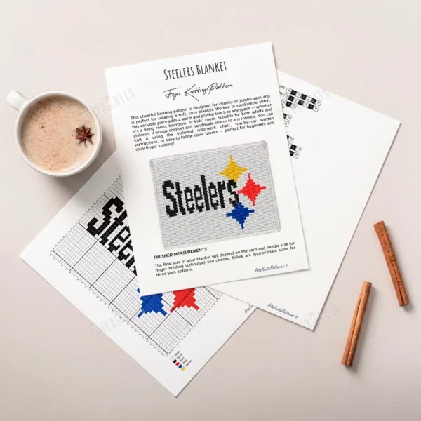 Steelers Blanket Finger Knitting Pattern