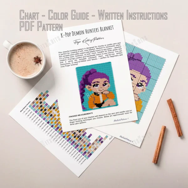 Rumi Blanket Finger Knitting Pattern