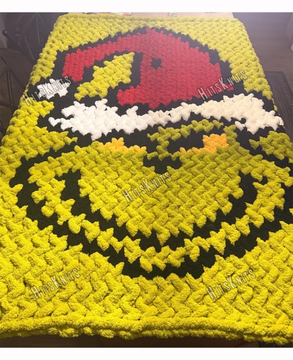 Grinch Knit Finger Blanket Knitting Pattern