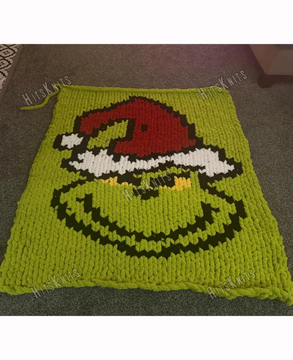 Grinch Knit Finger Blanket Knitting Pattern