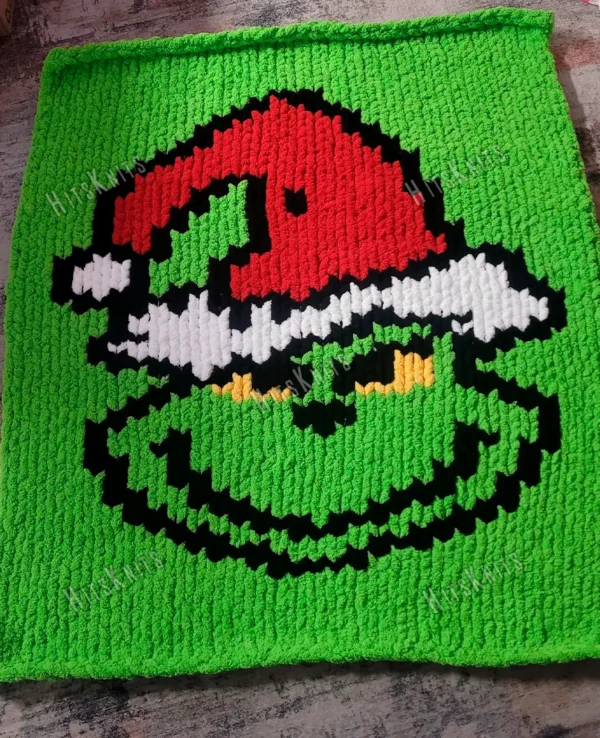 Grinch Knit Finger Blanket Knitting Pattern