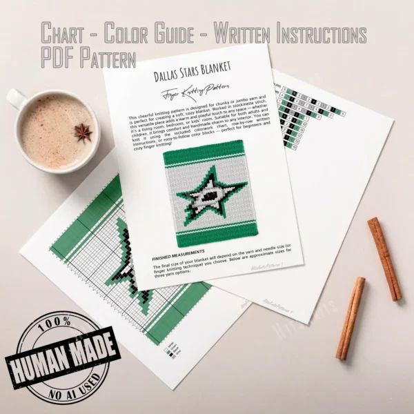 Dallas Stars Blanket Finger Knit Pattern