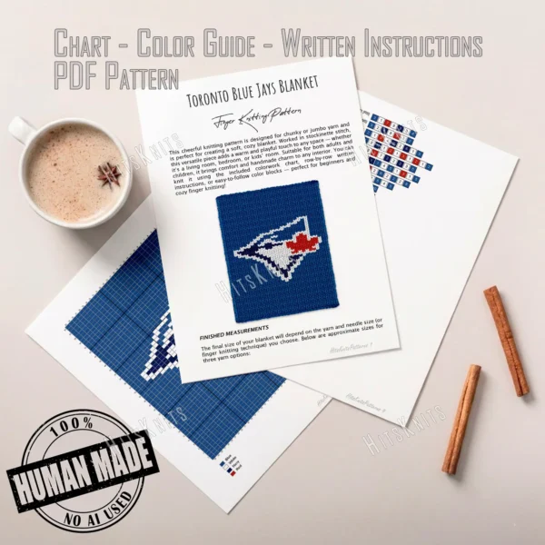 Toronto Blue Jays Blanket Finger Knitting Pattern