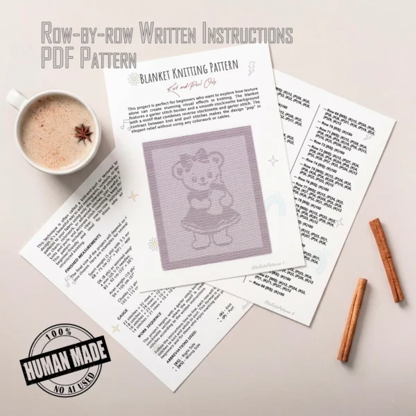 Teddy Bear Girl Blanket Knitting Pattern