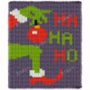 Ha Ha Ho Grinch holding red ornament Chunky Blanket Knit Pattern