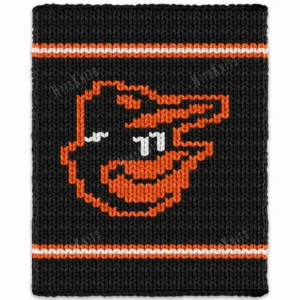 Baltimore Orioles Knit Chunky Blanket Pattern of an orange bird