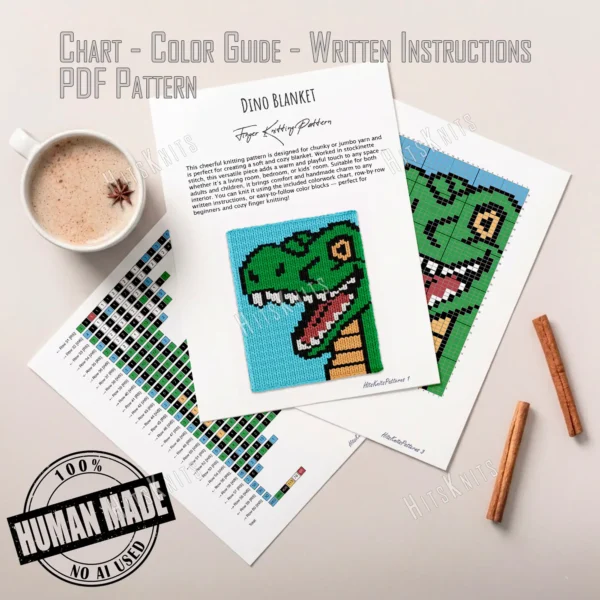 Dinosaur Chunky Blanket Knitting Pattern