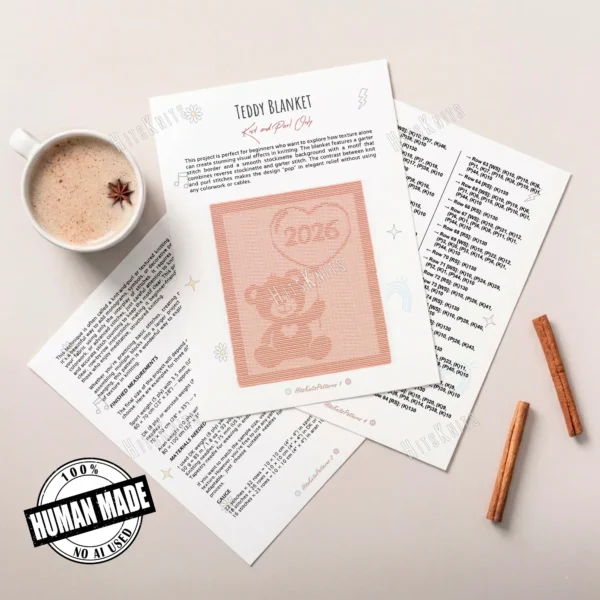 Teddy Stroller blanket Knitting Pattern