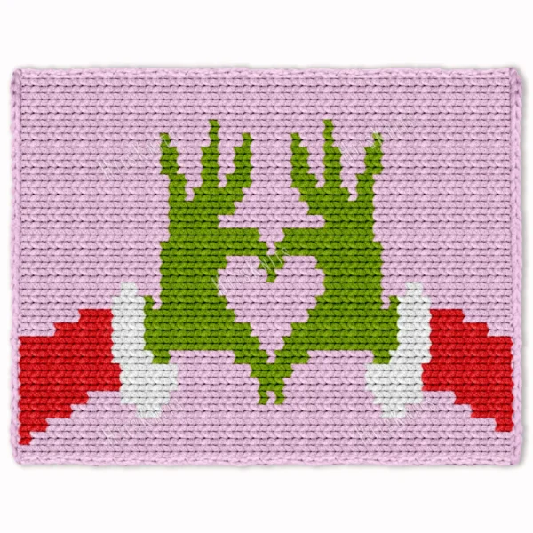 Grinch Heart Blanket Finger Knitting Pattern
