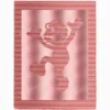 Pink knit and purl blanket with a textured Elmo character motif, framed by a garter stitch border on a light background