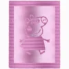 Pink knit and purl blanket with a textured Peppa Pig character motif, framed by a garter stitch border