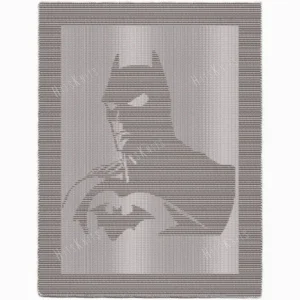 Stylized Batman silhouette on knitted blanket