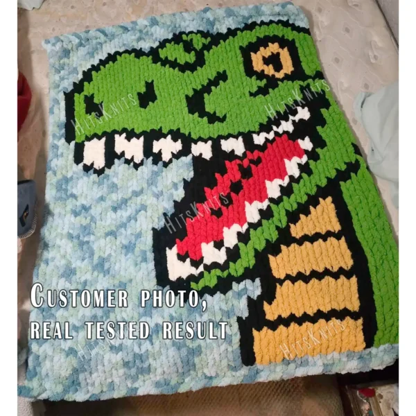 Dinosaur Chunky Blanket Knitting Pattern