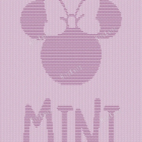 Pink knitted blanket with a textured Minnie Mouse silhouette and signature bow, the word “MINI” included in the design, created using knit and purl stitches with a garter stitch border and soft raised texture.
