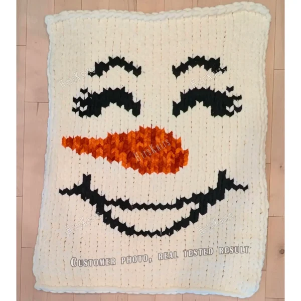 Snowman Finger Blanket Knit Pattern