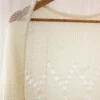 Ivory lace diamond shrug knitting pattern, lightweight summer cotton bolero, womens dress cover up, open knit crop cardigan, airy texture, elbow length sleeves, hanger view