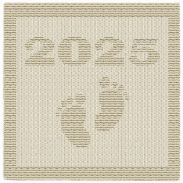 Minimalist knitted baby blanket with “2025” and baby feet motif in textured garter stitch on a smooth stockinette background, finished with a wide garter stitch border. Neutral cream newborn blanket design for stroller, nursery, baby shower gift, or pregnancy announcement photo prop.