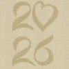 Elegant knitted crib blanket with “2026” and heart motif in textured garter stitch on a smooth stockinette background, finished with a wide garter stitch border. Neutral baby blanket design for nursery decor, crib styling, pregnancy announcement photos, baby shower gifts, and newborn keepsakes for baby boys and girls.
