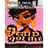 God Got Me chunky knit blanket pattern featuring a portrait of a Black woman with a short haircut holding a coffee cup, set against a pink background with the text God Got Me in black and white lettering, knitted in jumbo yarn using finger knitting colorwork technique.
