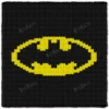 Chunky knitted blanket featuring a bold yellow bat superhero logo centered on a solid black background. Minimalist comic-inspired graphghan design with soft chenille-style stitches and a classic retro superhero aesthetic.