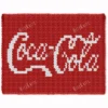 Red chunky knit blanket featuring the iconic white Coca Cola script logo, created with jumbo chenille yarn in a textured finger-knitted design with a soft rectangular border.
