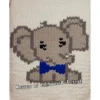 Elephant Finger Blanket knitting pattern by HitsKnits - kawaii-style graphghan in white, grey, and blue jumbo yarn