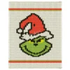 Grinch Face Finger Blanket knitting pattern by HitsKnits - holiday graphghan in ivory, green, red and black jumbo yarn