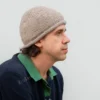 Rolled Brim Beanie knitting pattern by HitsKnits - men's stockinette wool hat with natural rolled brim in Lanoso Filzy Wool