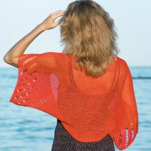 Mesh Lace Bolero knitting pattern by HitsKnits - geometric openwork summer shrug in sport weight cotton yarn